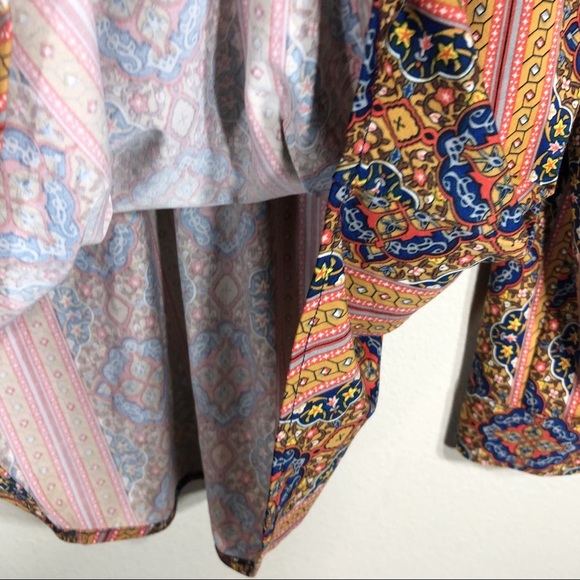 BCBGMaxAzria Retro-inspired boho print lace front collared top - Picture 13 of 15